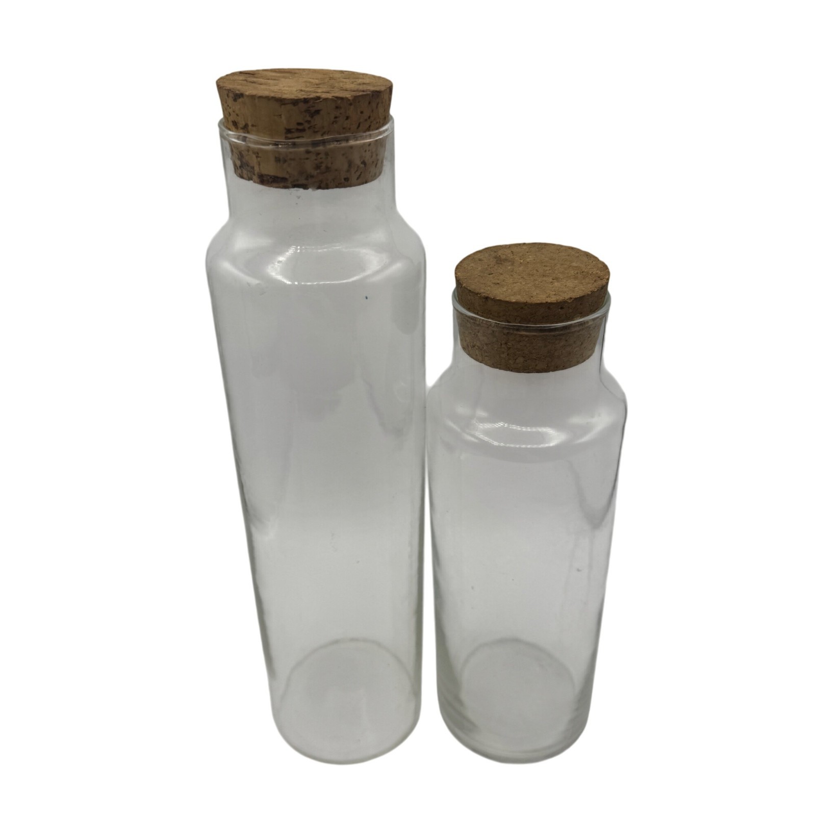 Glass Storage Bottles Set of 2 With Cork Lids Decorative Home Kitchen Containers