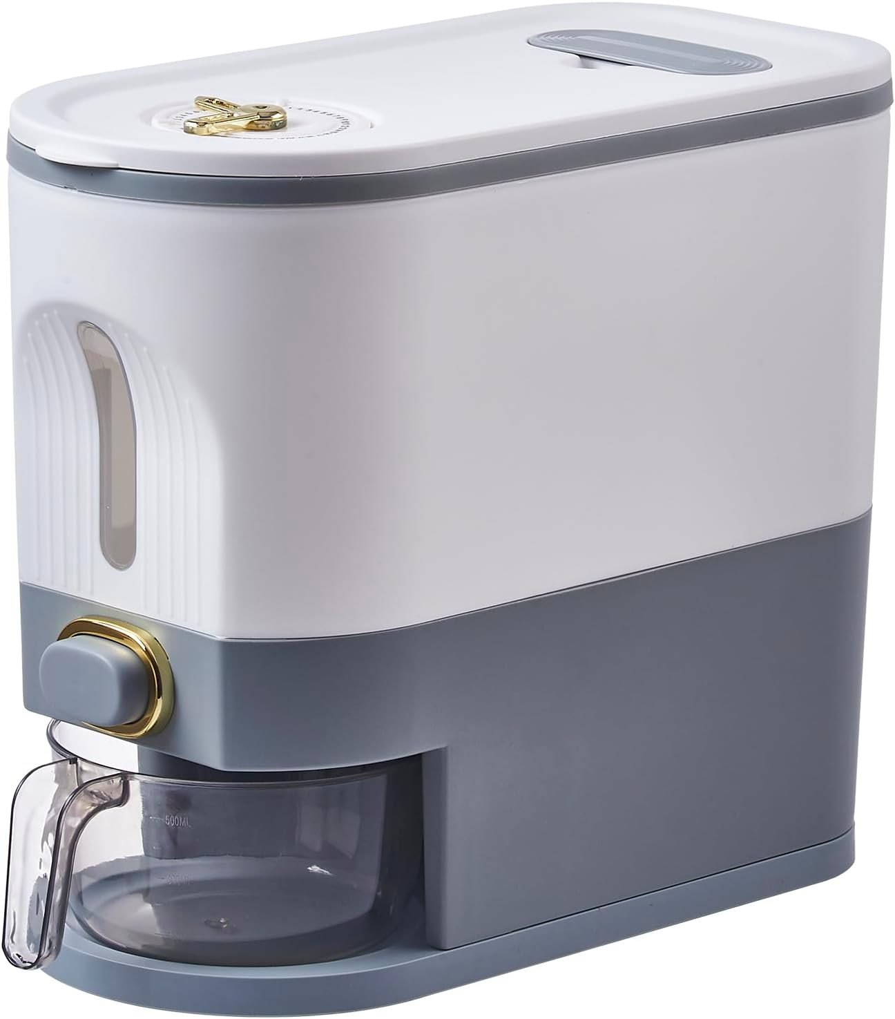 11 Lbs Rice Container, Large Grain Container Storage with Lid Measuring Cylinder