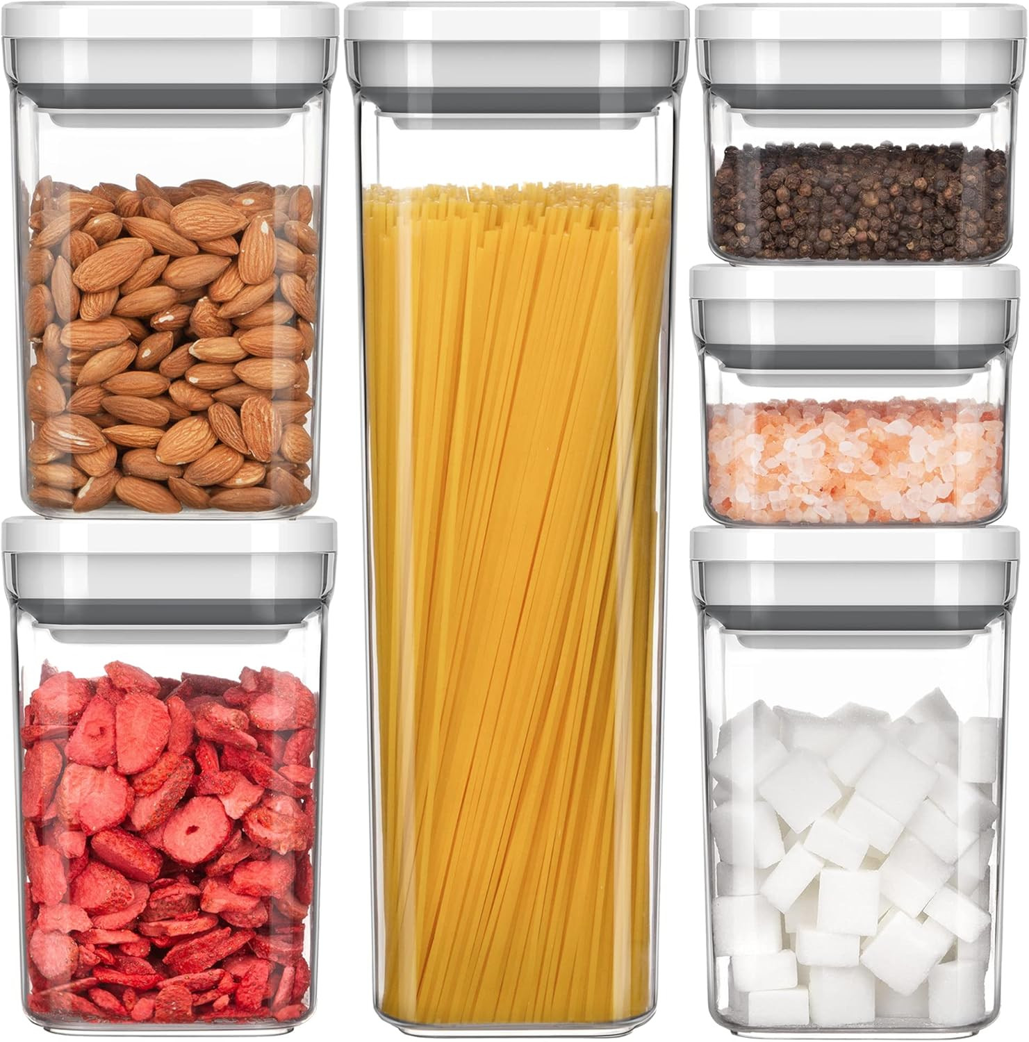 6 Piece Airtight Food Storage Container Set, BPA Free Kitchen Pantry Organizatio