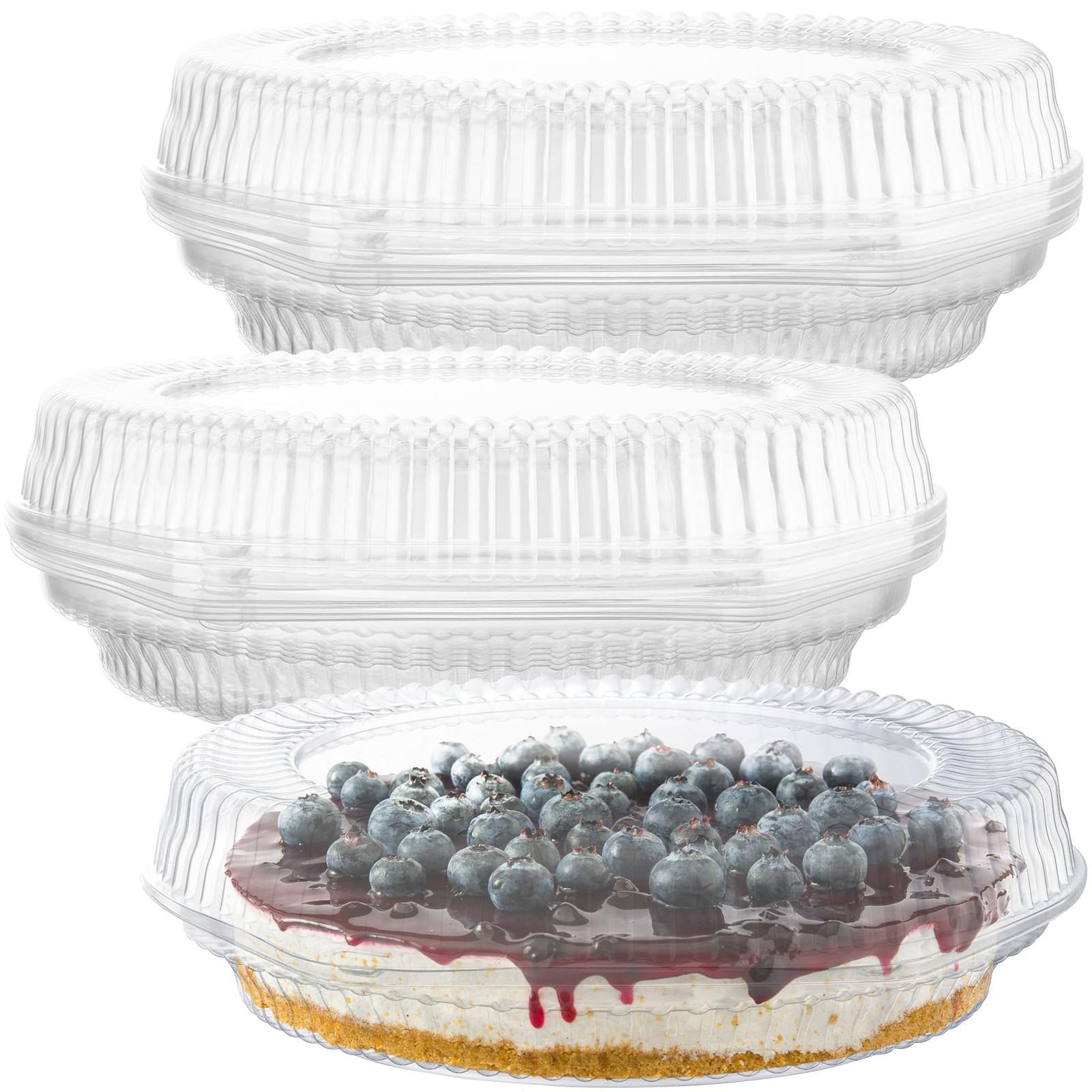 Plastic Disposable Pie Containers 10″ W Hinged Locking Lids 5 Round Pie Keepers