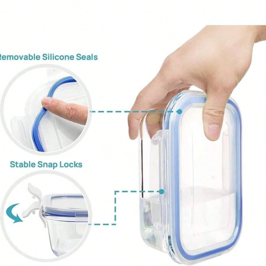 16 PC Glass Food Storage Containers With Lids Leak Proof Meal Prep Refrigerator