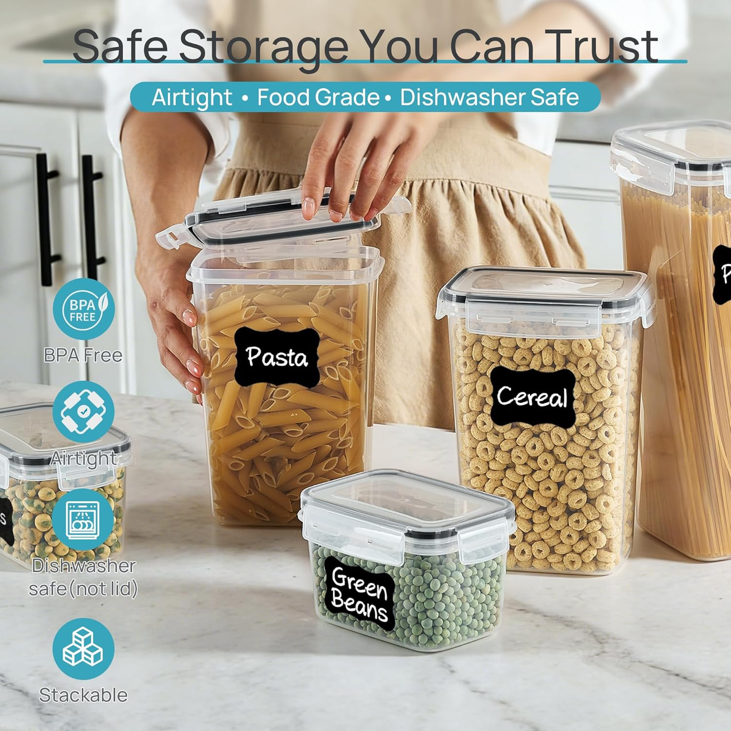 Airtight Food Storage Containers with Lids, 24 Pcs Plastic Kitchen and Pantry O