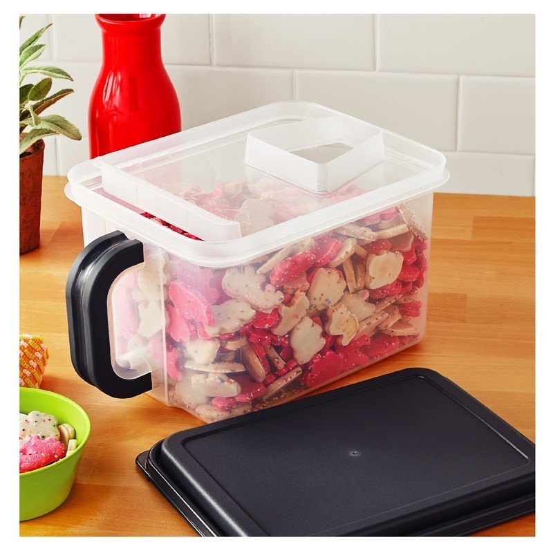 Medium Canister w/ Handle Pour Spout Dry Food Storage 21 Cups Plastic Gray Lid