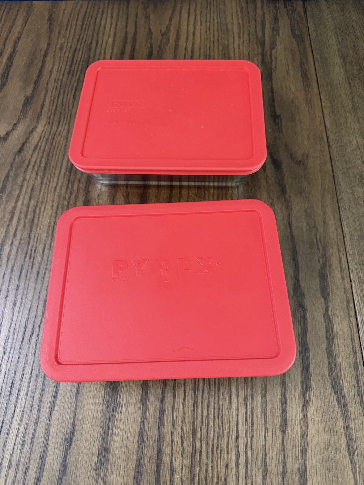 Pyrex 6 Cup/1.5L Rectangular Glass Food Storage Containers w/ Red Snap Lids x2