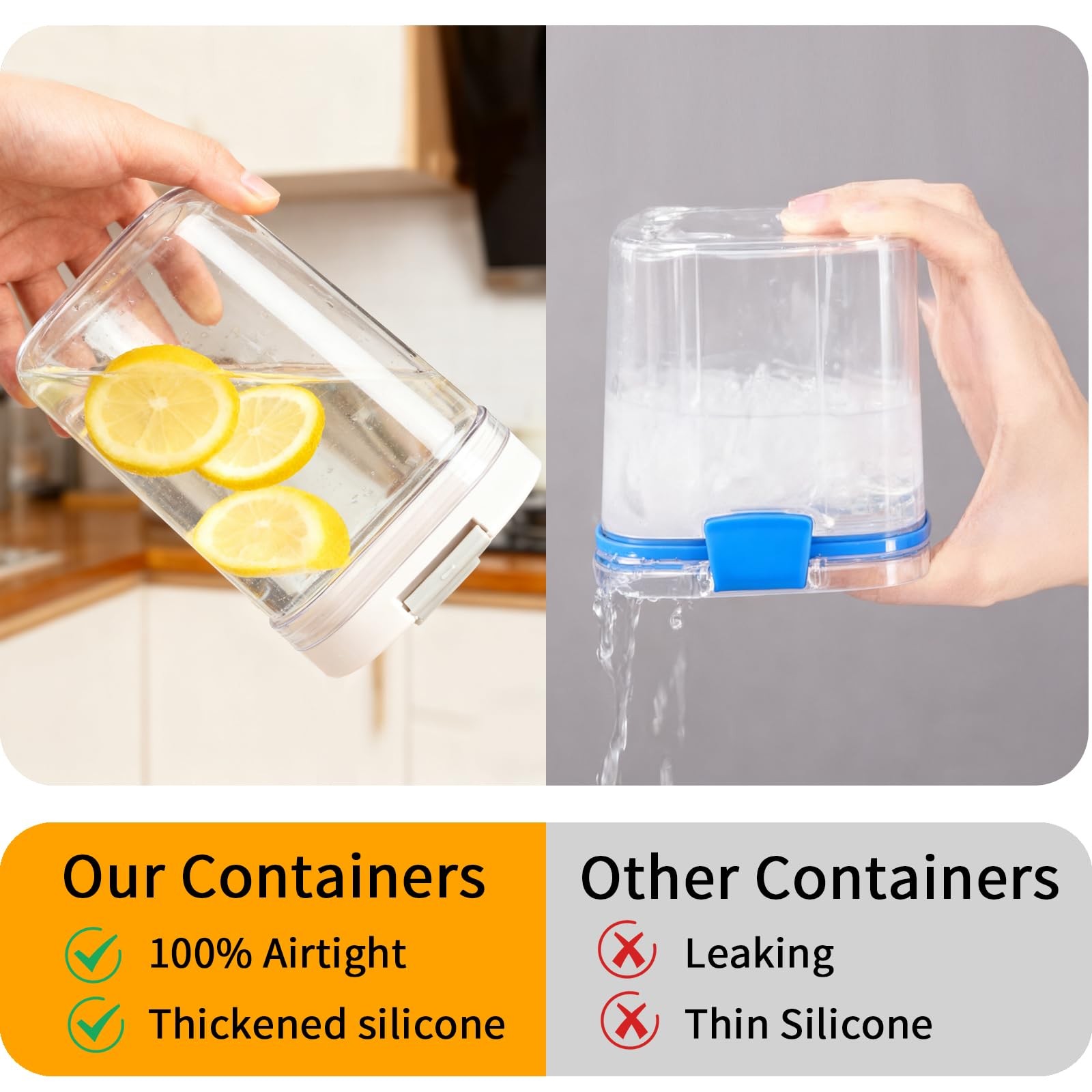 LIKNJEREA Airtight Food Storage Container, 44oz Medium, transparent