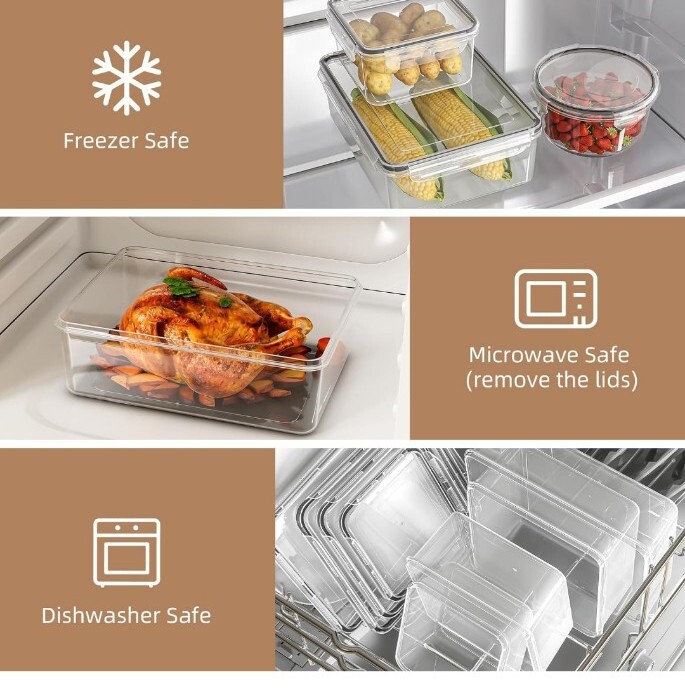 60PC Food Storage Containers Pantry & Kitchen Plastic Containers Organization