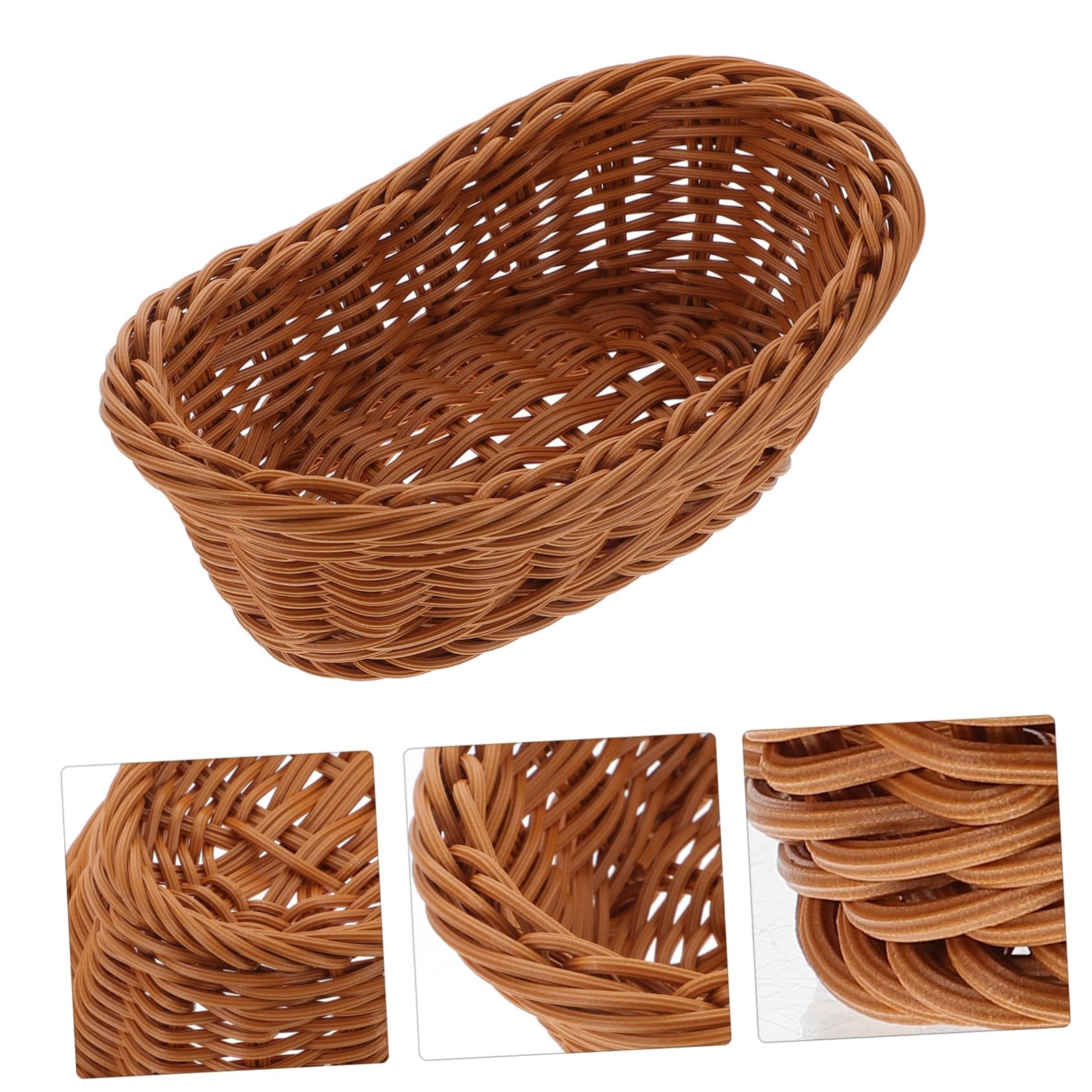 2-Pack Plastic Braided Storage Baskets with Handles Small Woven Pantry Organi…