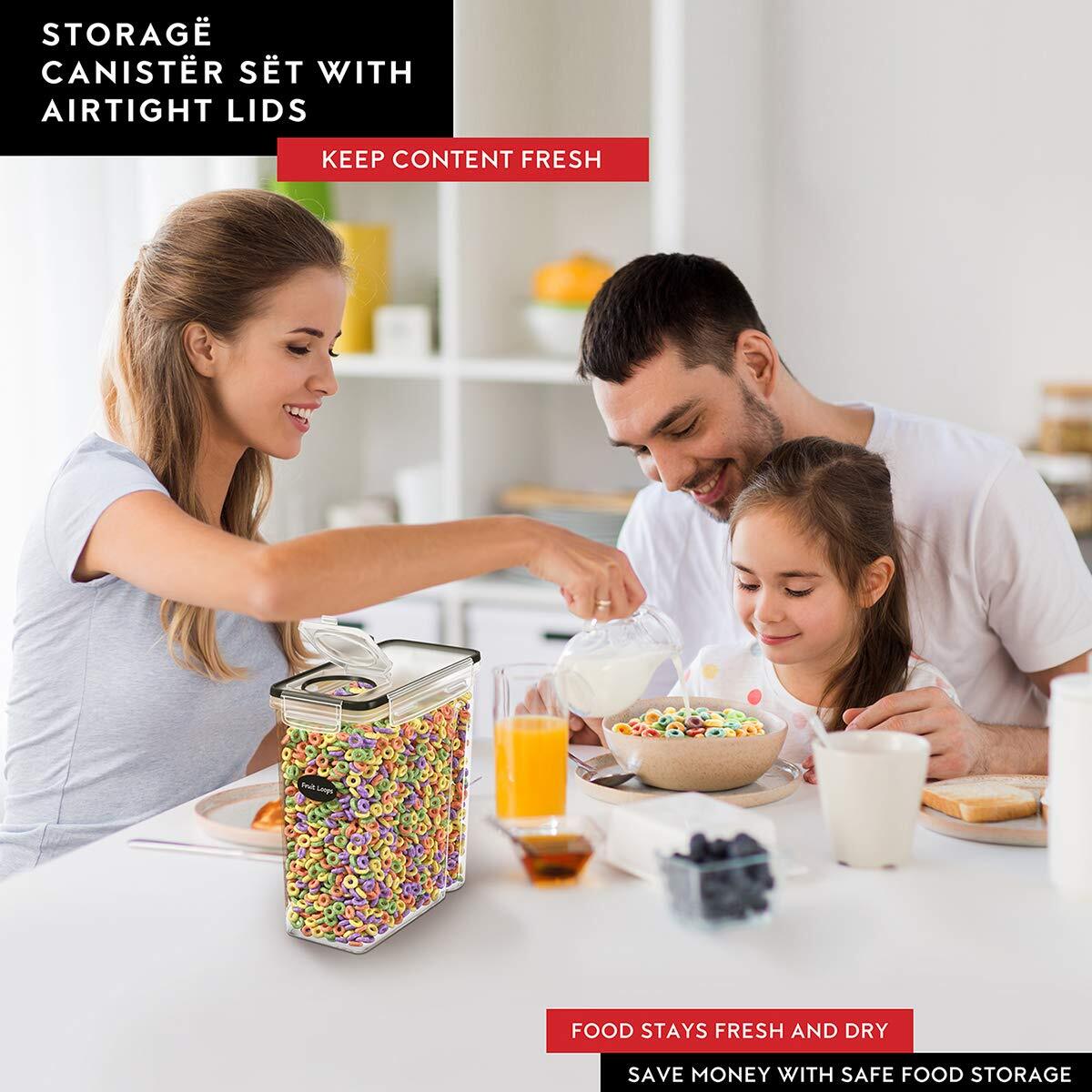 Cereal Containers Storage 4 Pack Cereal Dispenser Airtight Food Storage Containe