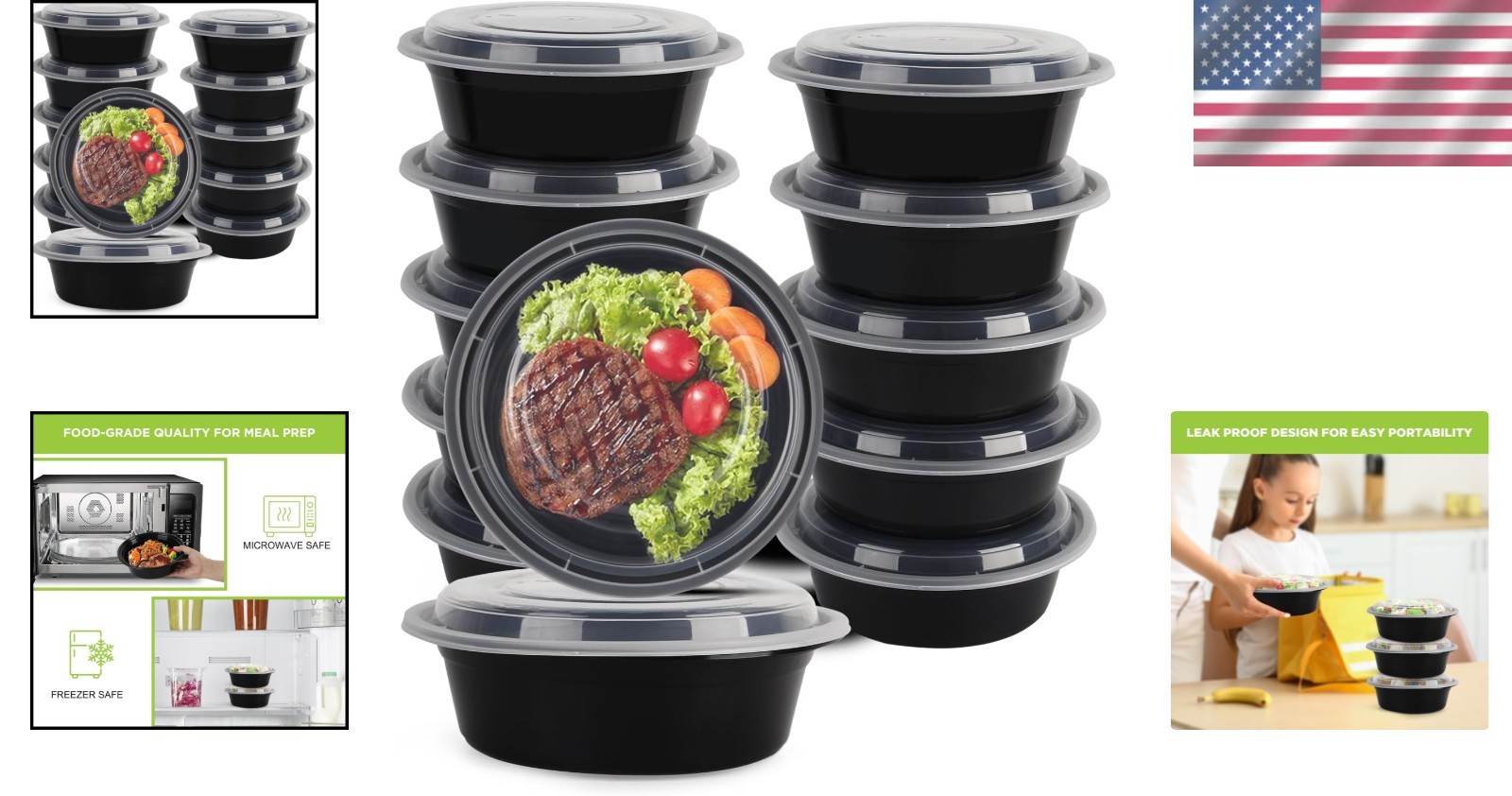 Stackable 32oz Meal Prep Bowls with Lids – Ideal for Office & School Meals