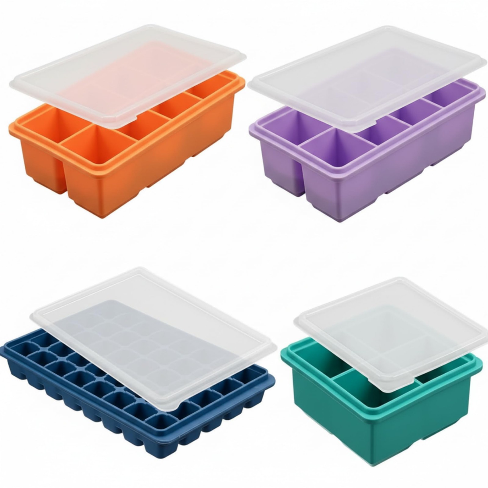 Silicone Freezer Molds Set Silicone Ice Cube Mold Soup Freezer Tray with Lid …