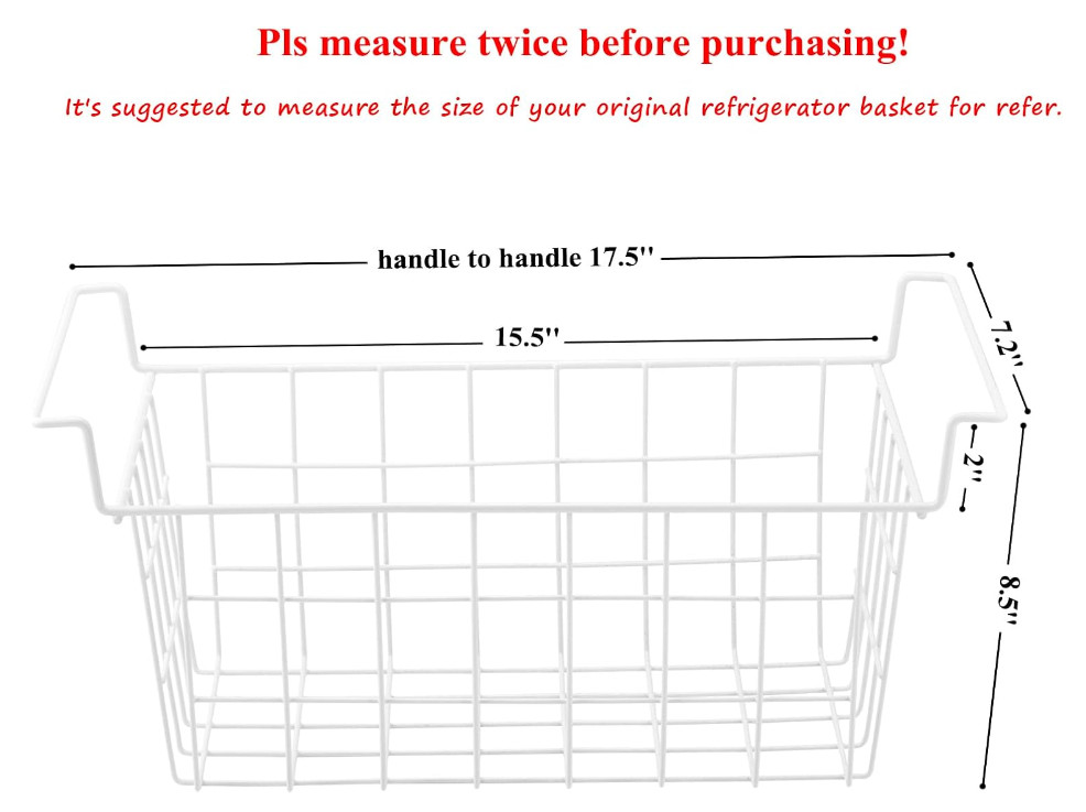 2 Pack 17.5″ Freezer Organizer Bins, Metal Wire Storage Baskets for Chest Freeze