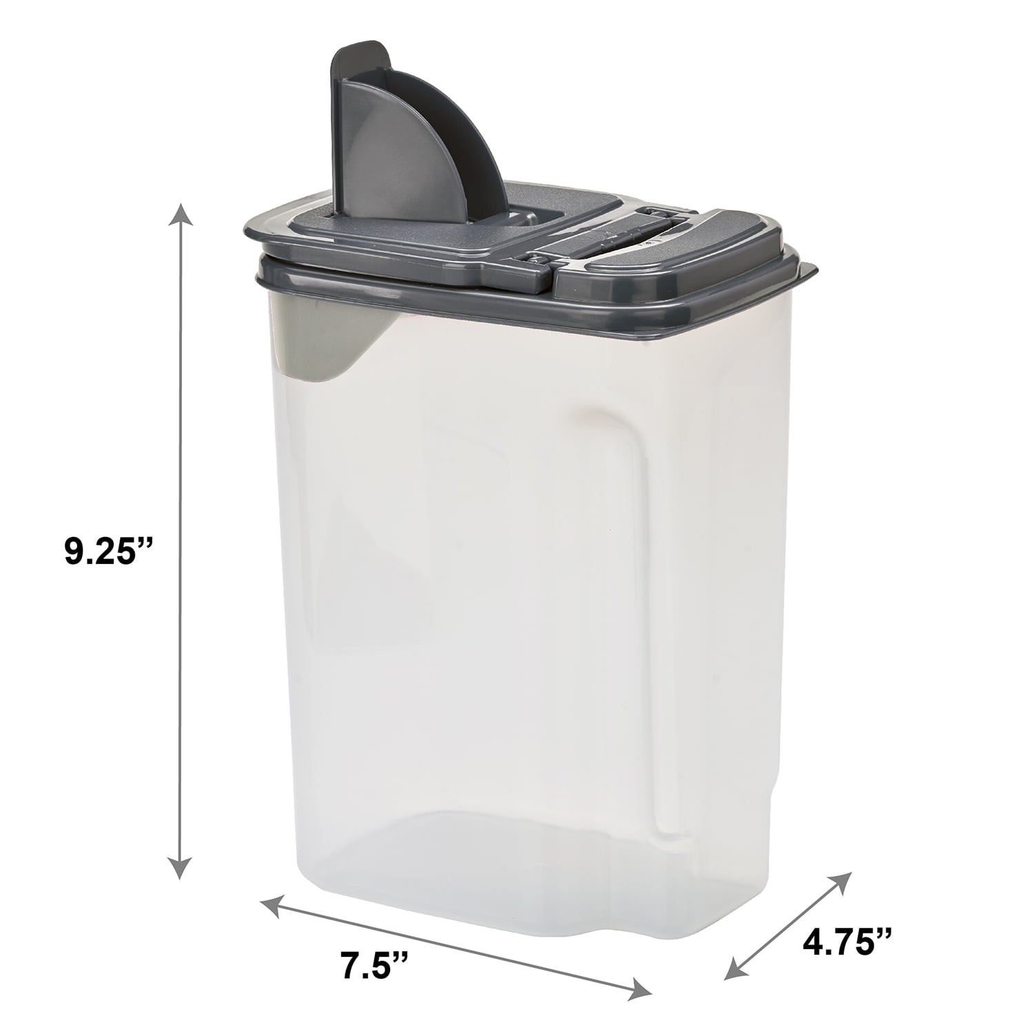 3.5 QT Plastic Food Dispenser, Clear with Gray Lid (1 Each)
