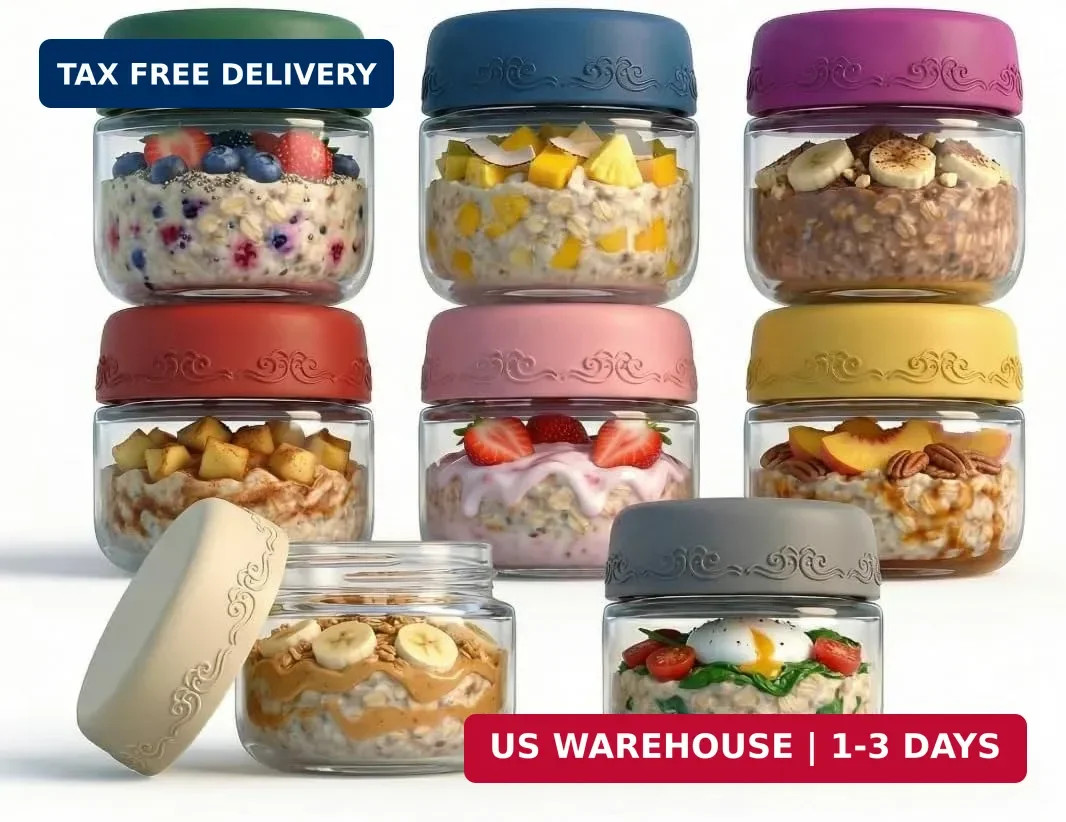 Glass Salad Dressing Containers Set of 8 Airtight Leakproof 2oz Sauce Lunch Box