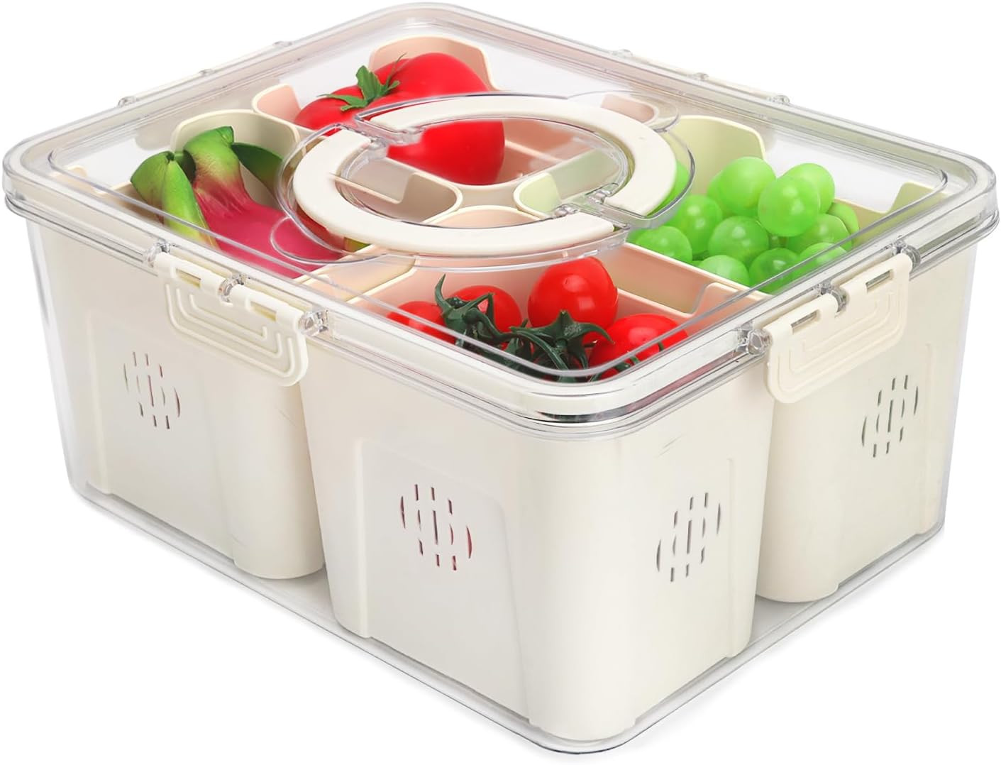 Fruit Storage Containers for Fridge with Lid and Handle, Portable Fresh Produce