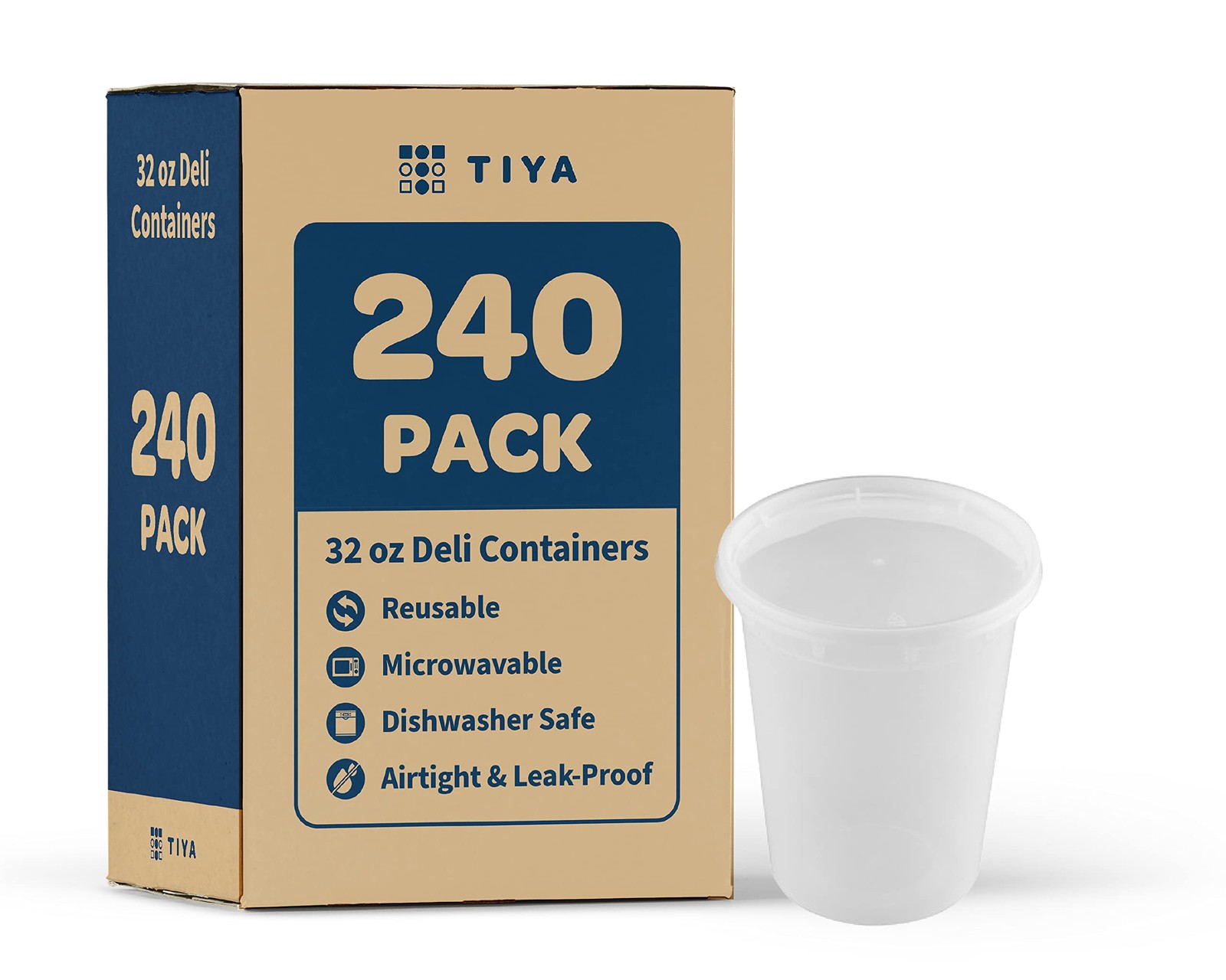 TIYA Food Containers – 32oz Bulk 240 Pack with Lids – Plastic Food Storage to…