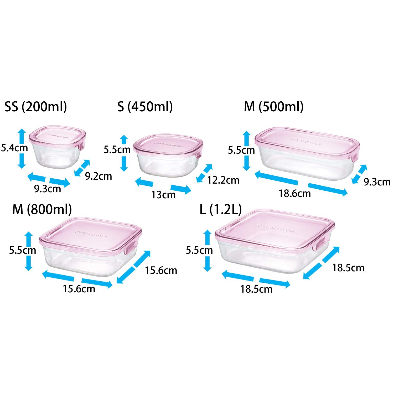 iwaki Heat Resistant Glass Storage Container Pink Set of 4 PS-PRN-4P2