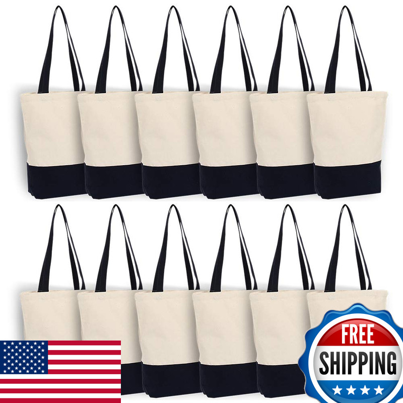 Azuca Canvas Bags Heavy Duty 12 Oz Bottom Gusset Grocery Beach Shopping Bag