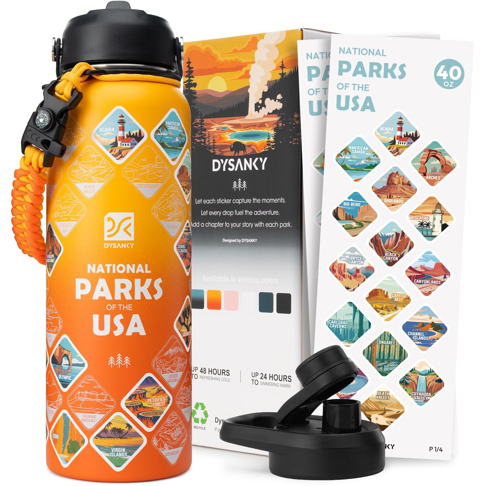 Dysanky National Parks Water 40 Oz Insulated Stainless Steel Water Jug 68 Park