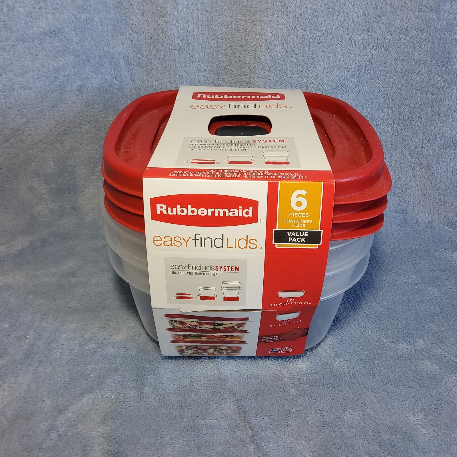NEW Rubbermaid Easy Find Lids 6 Piece Vented Lids 2x 3 Cup 1x 5 Cup