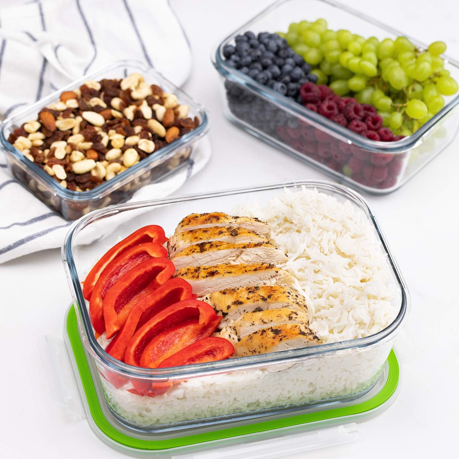 120 Oz Large Glass Food Storage Containers with Airtight Lids 3.5 L Family Size