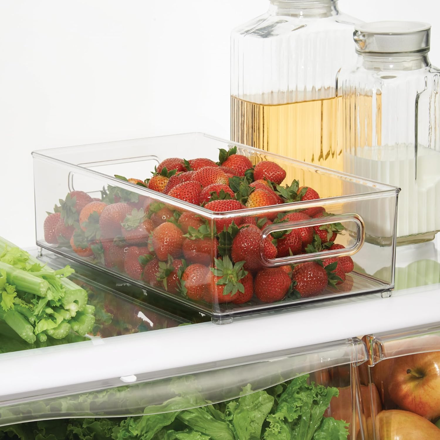 Stackable Fridge Bin | Storage Bin for Freezer or Pantry Organization, Clear, Ma