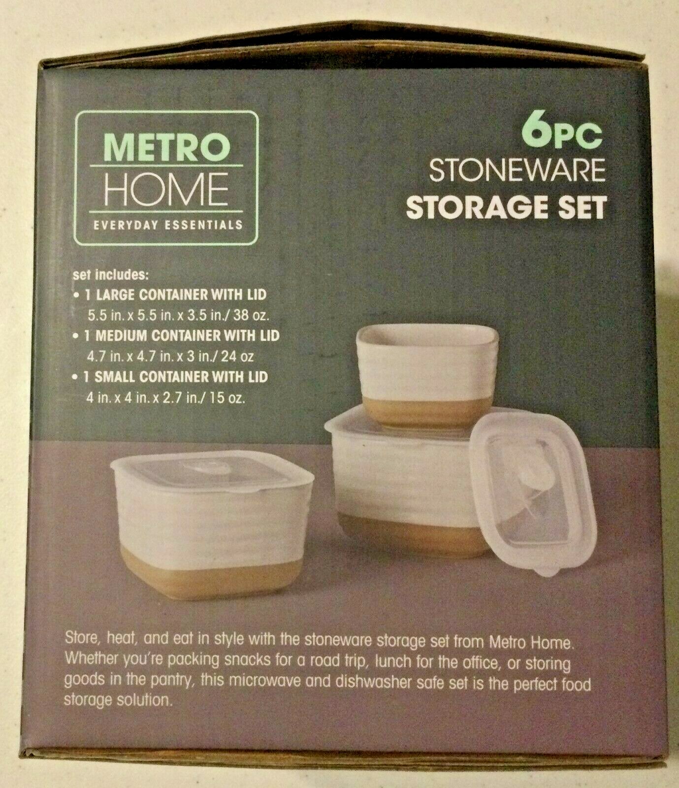 Metro Home Everyday Essentials 6 pcs Stoneware Storage Set NEW