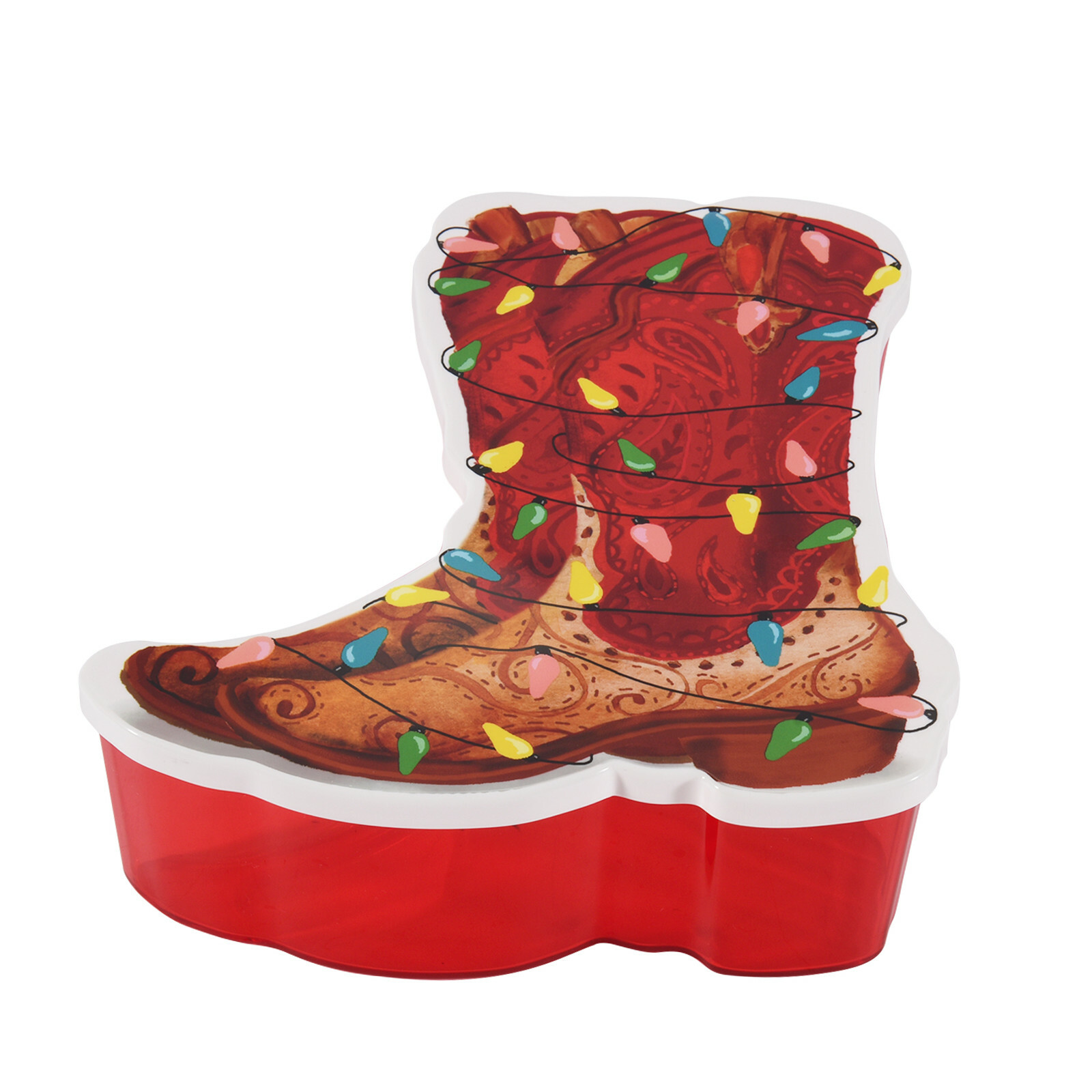 The Pioneer Woman Christmas Western Cowboy Boots Shaped Cookie & Treat Container
