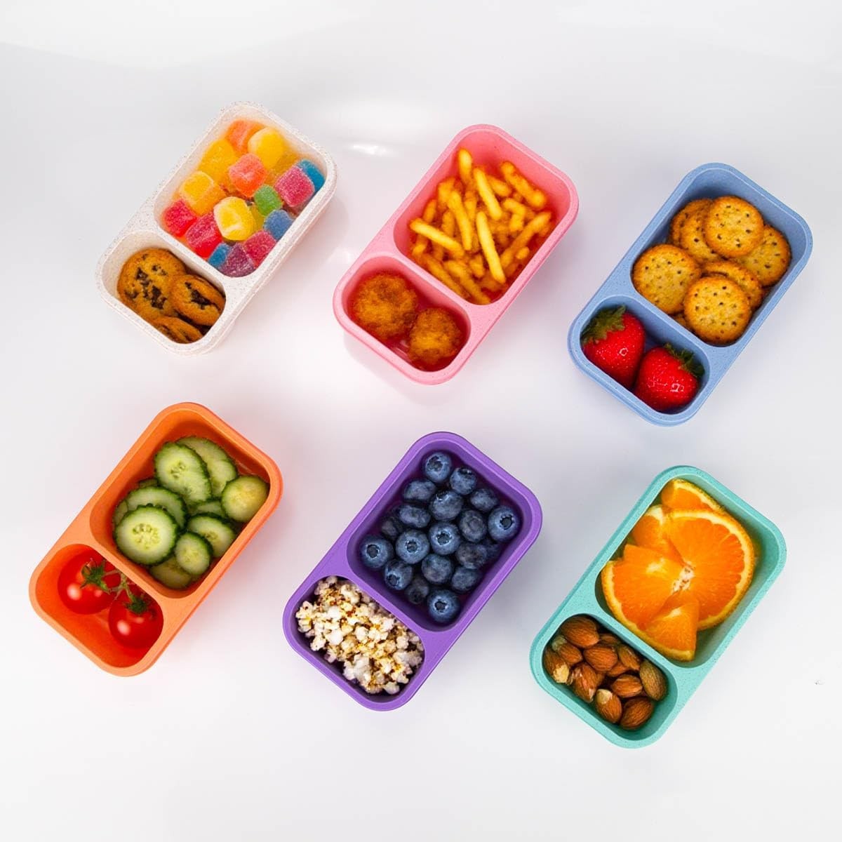 Containers with Lids Wheat Straw Reusable Snack Packs