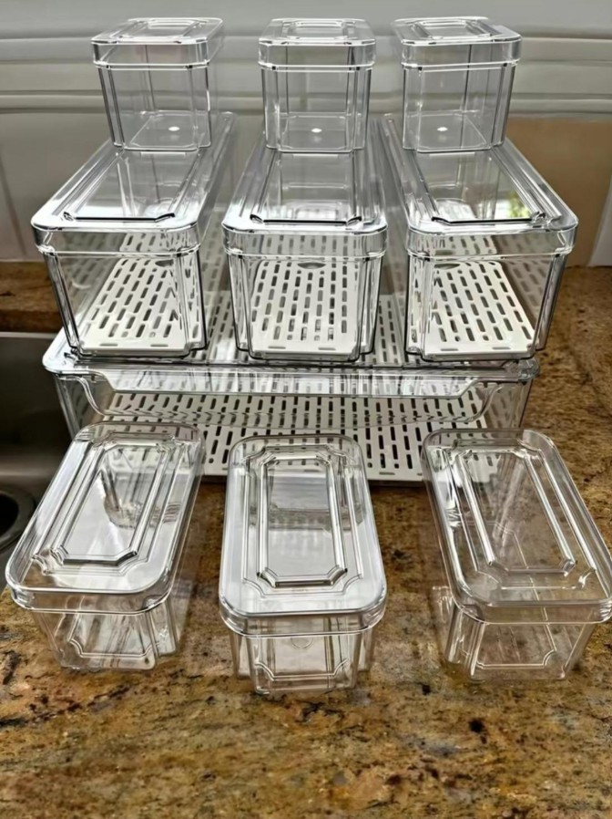 10 Pack Refrigerator Pantry Organizer Bins, Stackable Fridge Organizer Bins