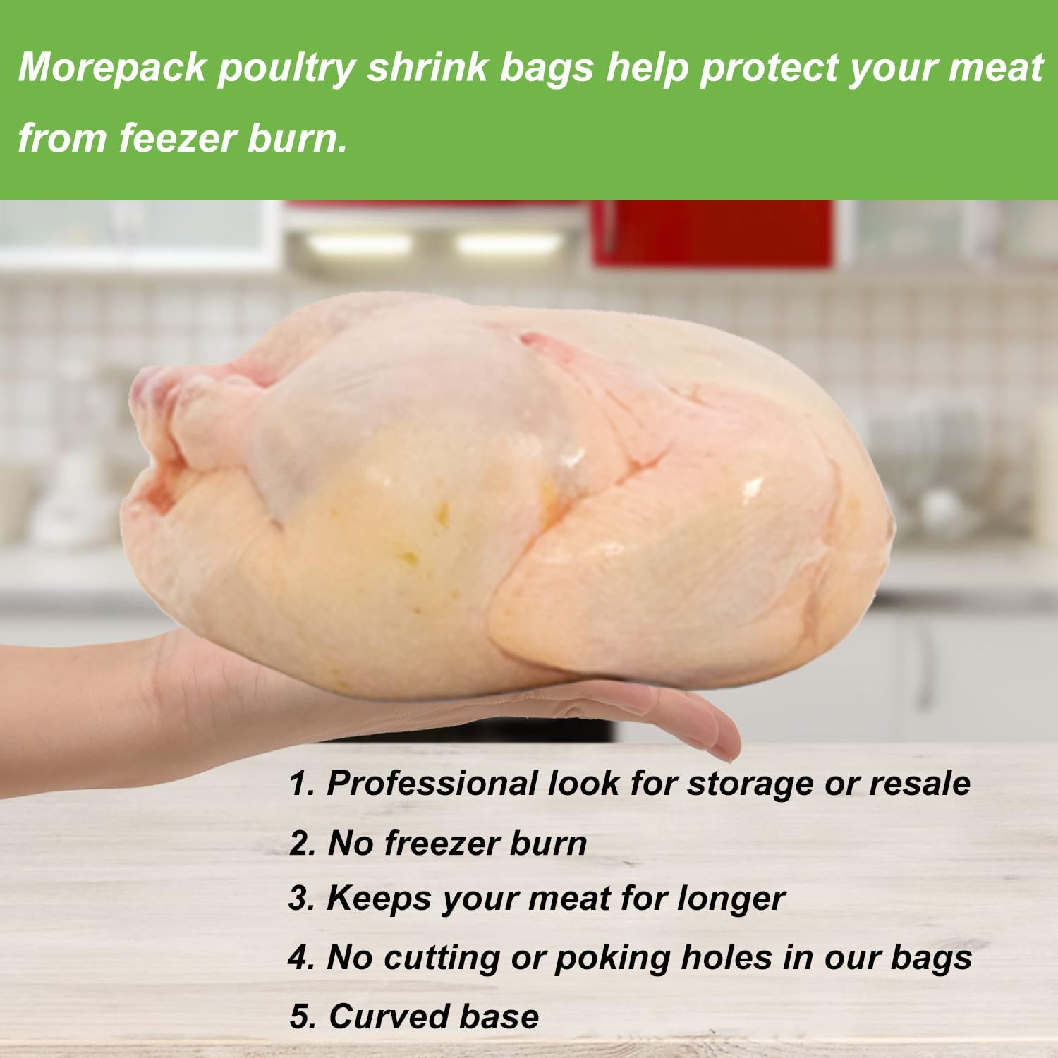 30 PCS Poultry Shrink Wrap Bags 10×16 Inch Clear Heat Freezer Zip Ties