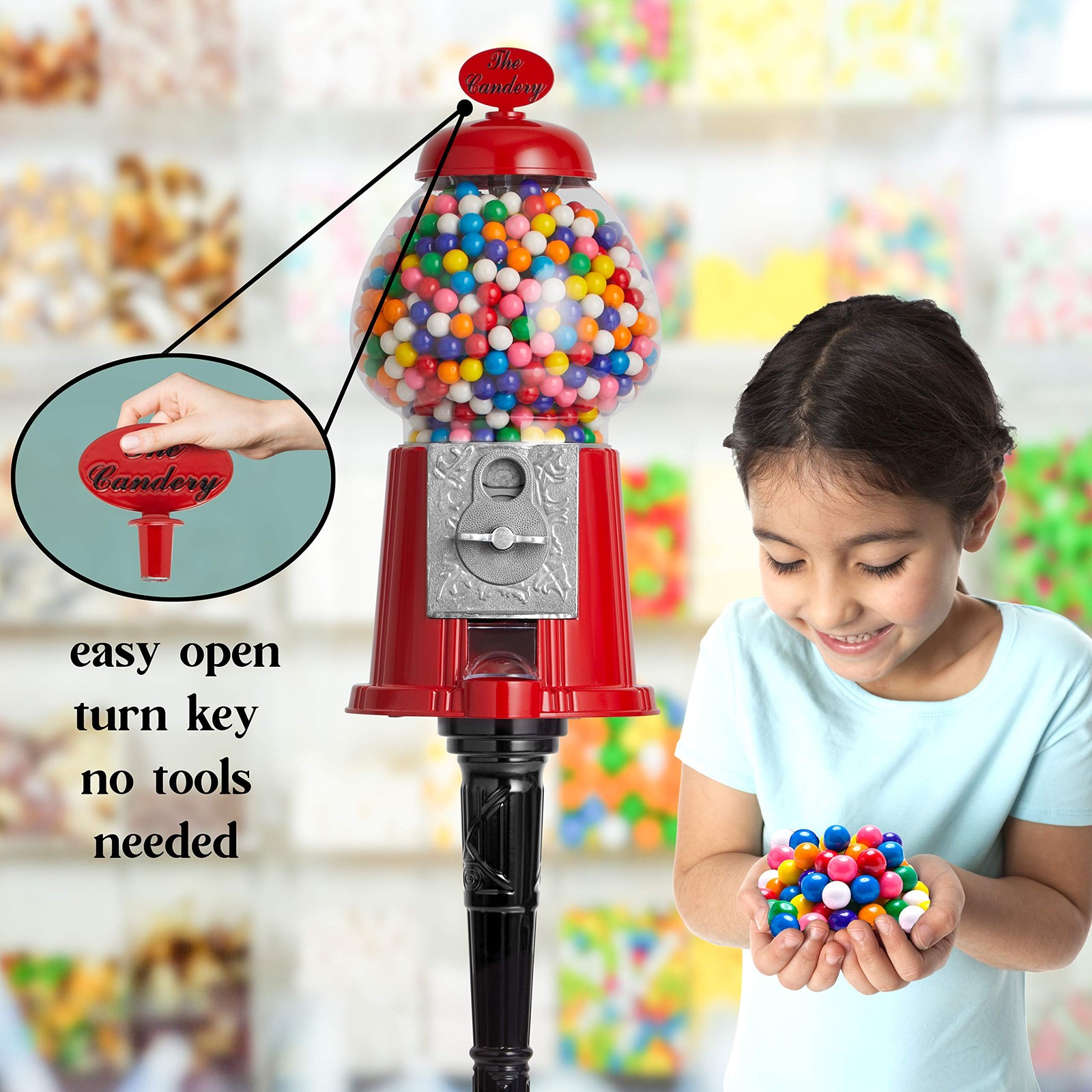 Gumball Bubble Machine 15 Inch Candy Dispenser with Stand for 0.62 Inch Hea…