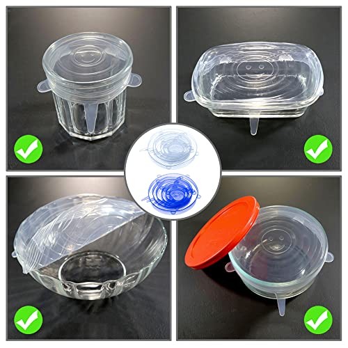 12 Pcs Silicone Stretch Lids Set Reusable Food Storage Bowl Covers 6 Sizes White