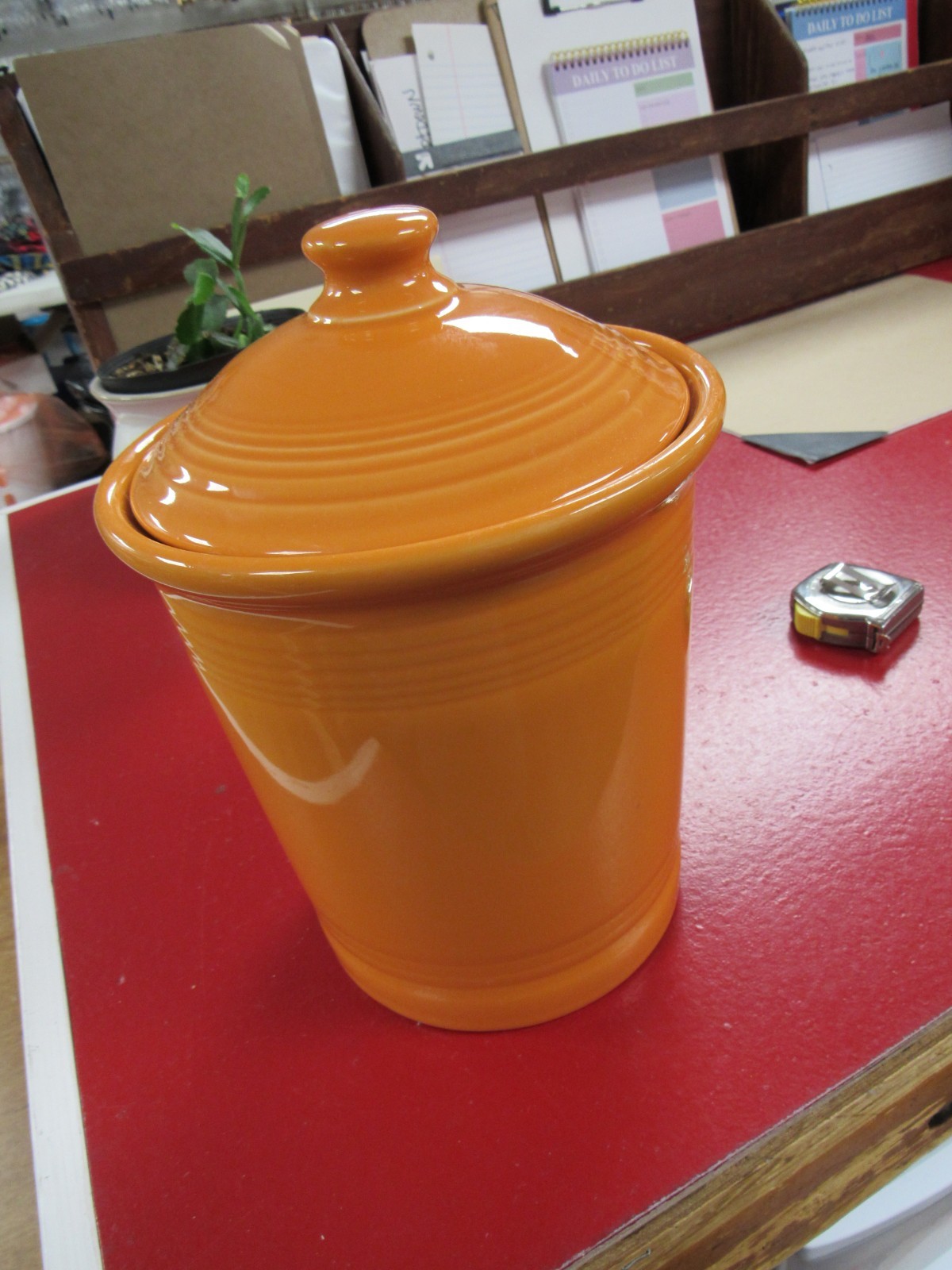 Fiesta Ware Ceramic Baking Storage Container with rubber seal-orange