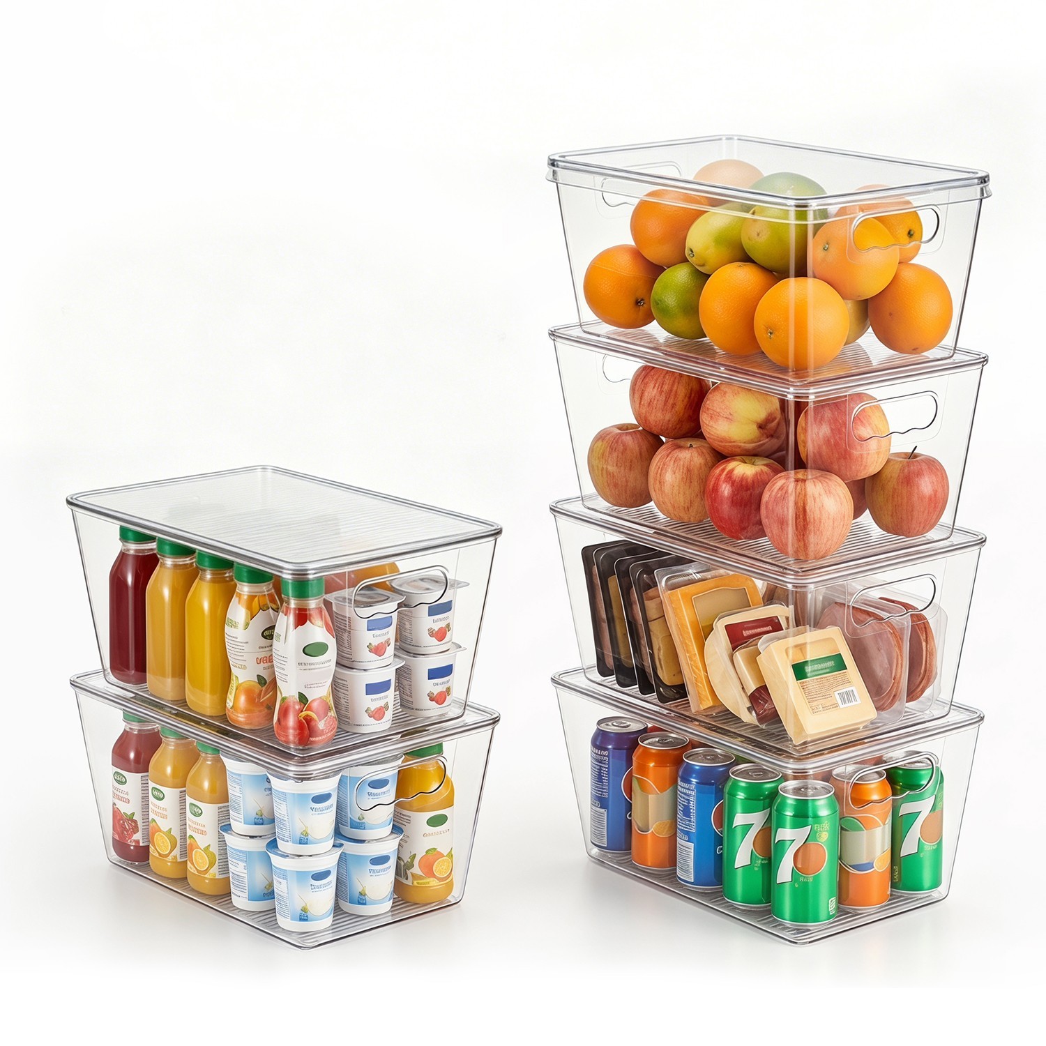 6 Pack Clear Stackable Storage Bins with Lids, Medium Plastic Containers