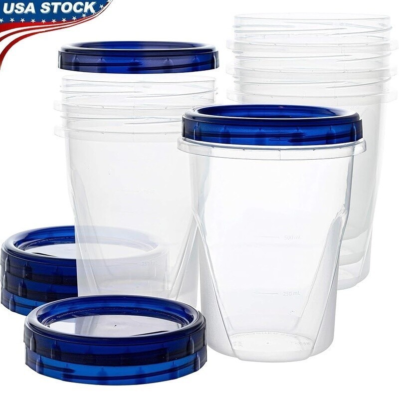Stackable Reusable Food Storage Containers Clear Bottom Twist Lids 32oz 6 Pack