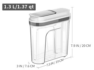 Airtight Cereal Dispenser Set, Storage Containers for Dry Goods, Nuts, Beans,