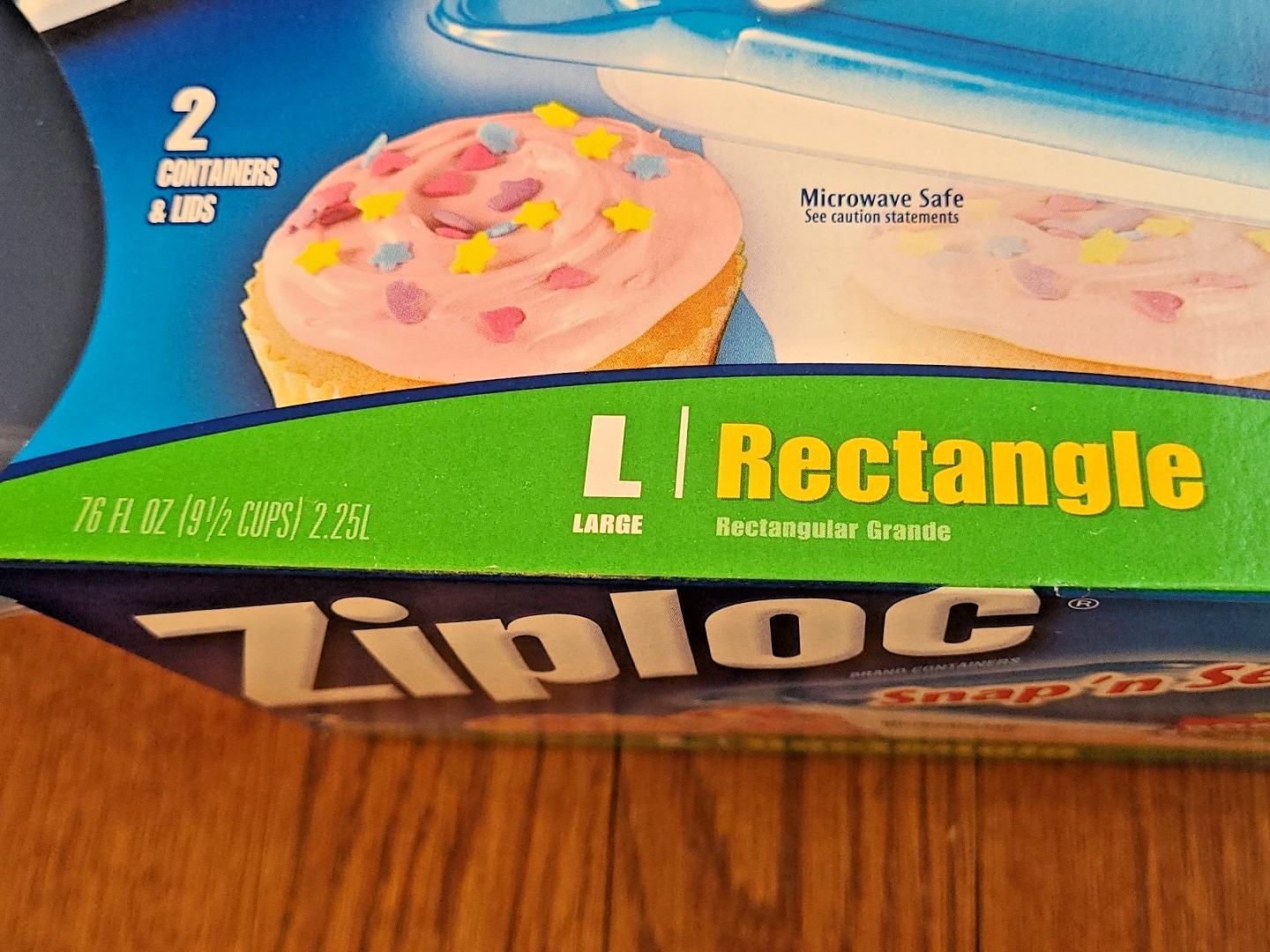 (4) Ziploc Large Rectangle Food Storage Containers One Press Snap Seal 9.5 Cups