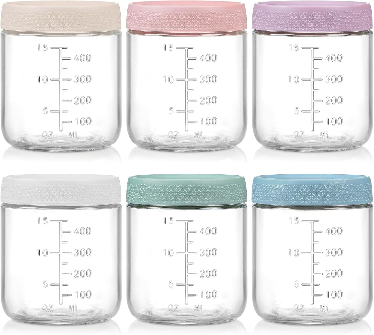 POIKSHARK 6-Pack Overnight Oats Containers with Lids, 16 OZ Wide Mouth Glass Jar