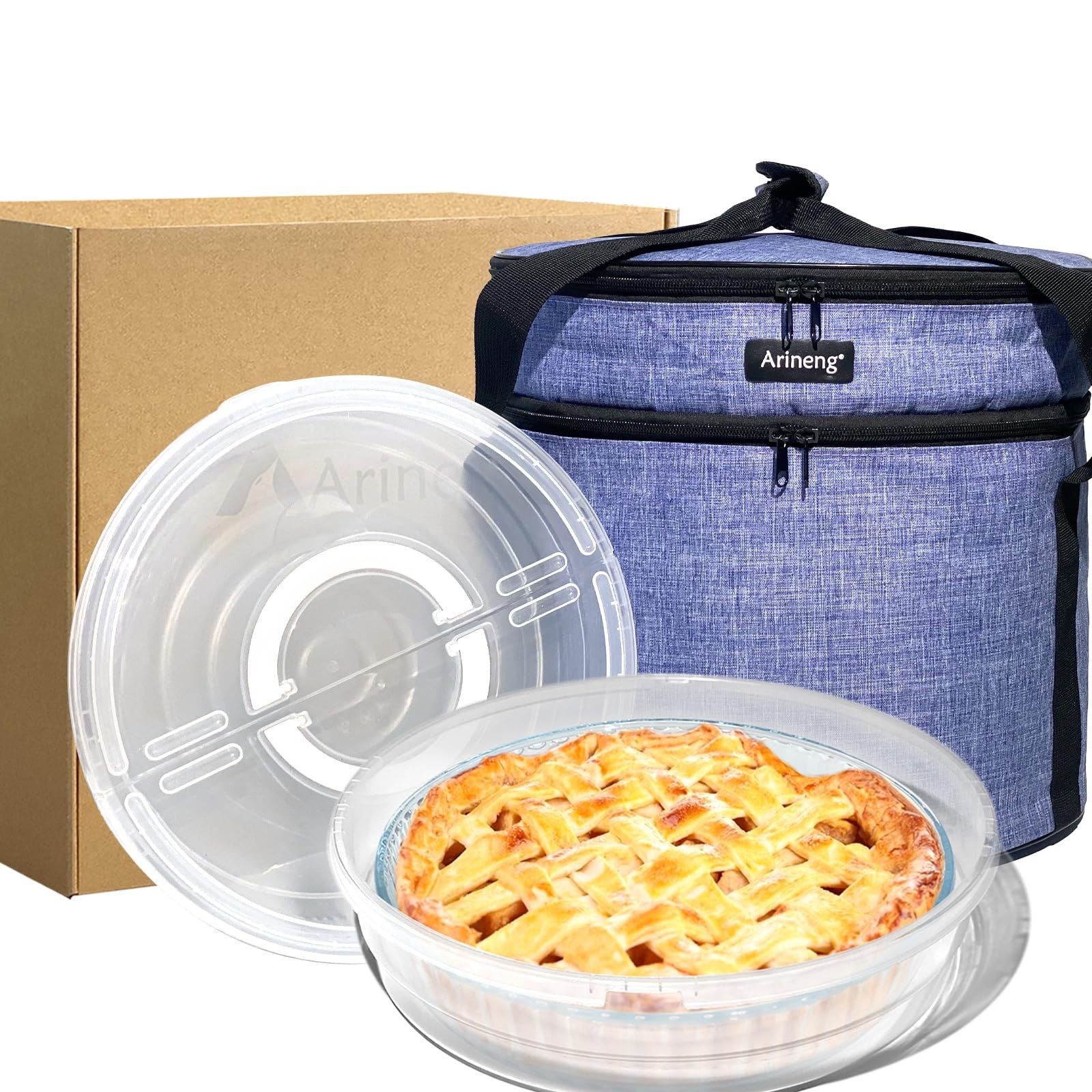 Plastic Pie Carrier Pack of 2 and insulated bag，pie carrier with lid and hand…