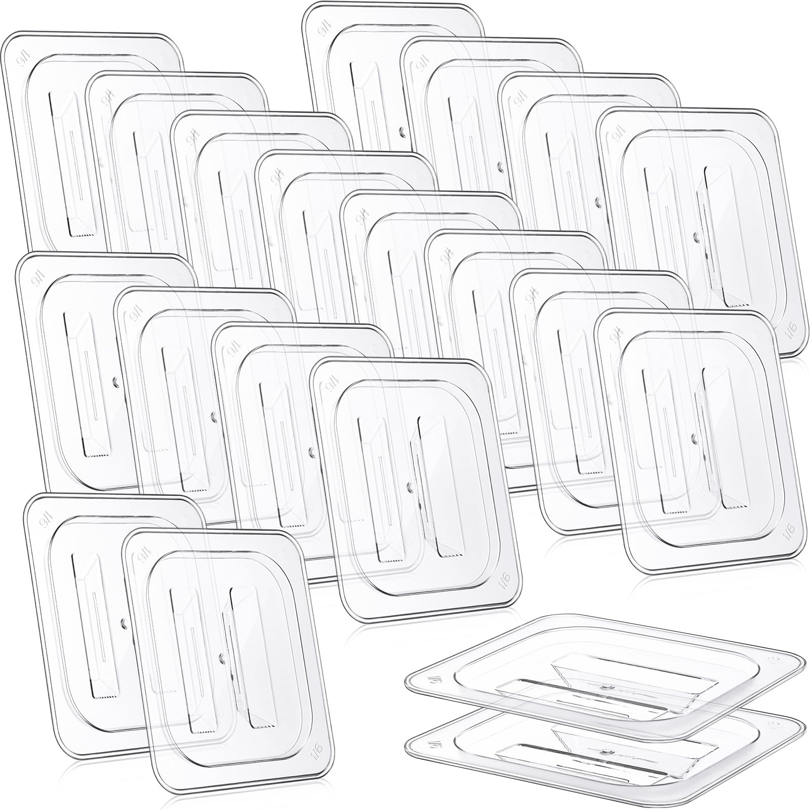 Hoolerry 24 Pcs Food Pan Lid with Handle Polycarbonate 1/6 Size Hotel Pan Cover