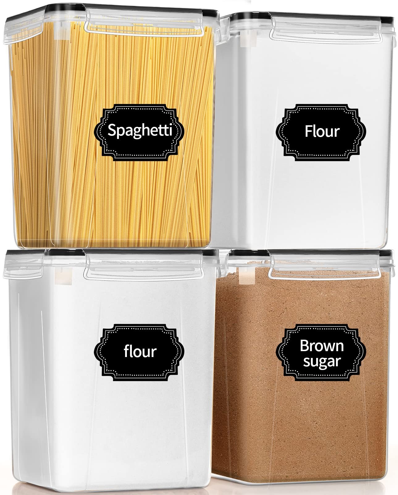 Large Airtight Food Storage Containers 5.2l / 195oz Bpa Free 4pcs Pantry Kitchen