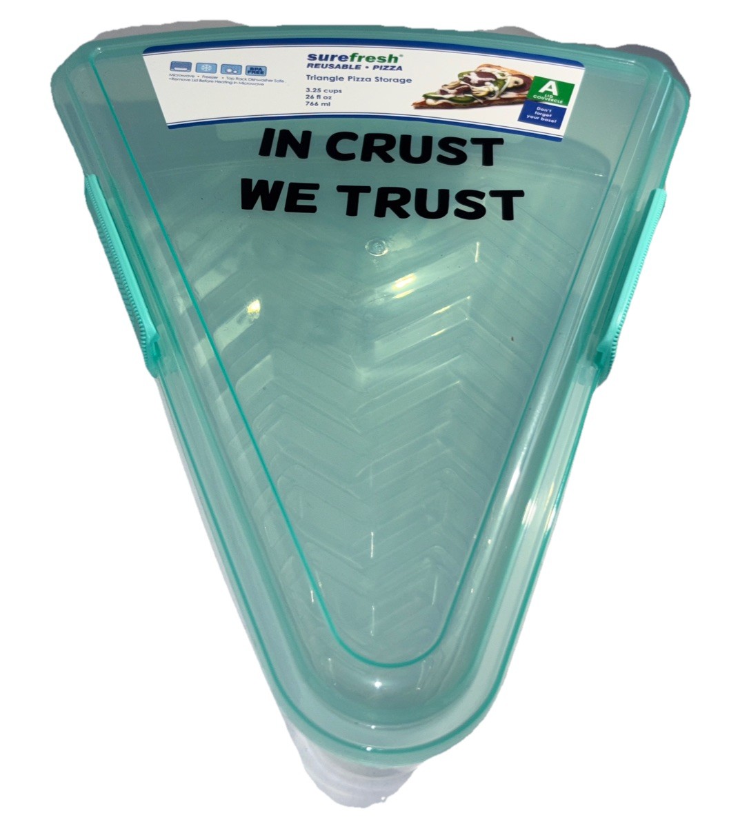 SureFresh Reusable Pizza Storage 26oz Microwave/Freezer Safe-“In Crust We Trust”