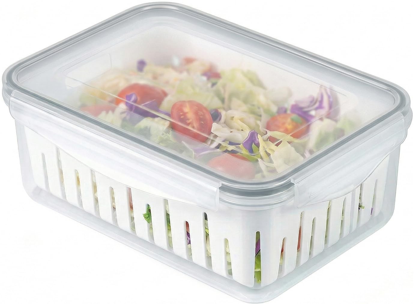 8.5 Cup Produce Saver Container for Fridge with White Colander, Airtight Frui…