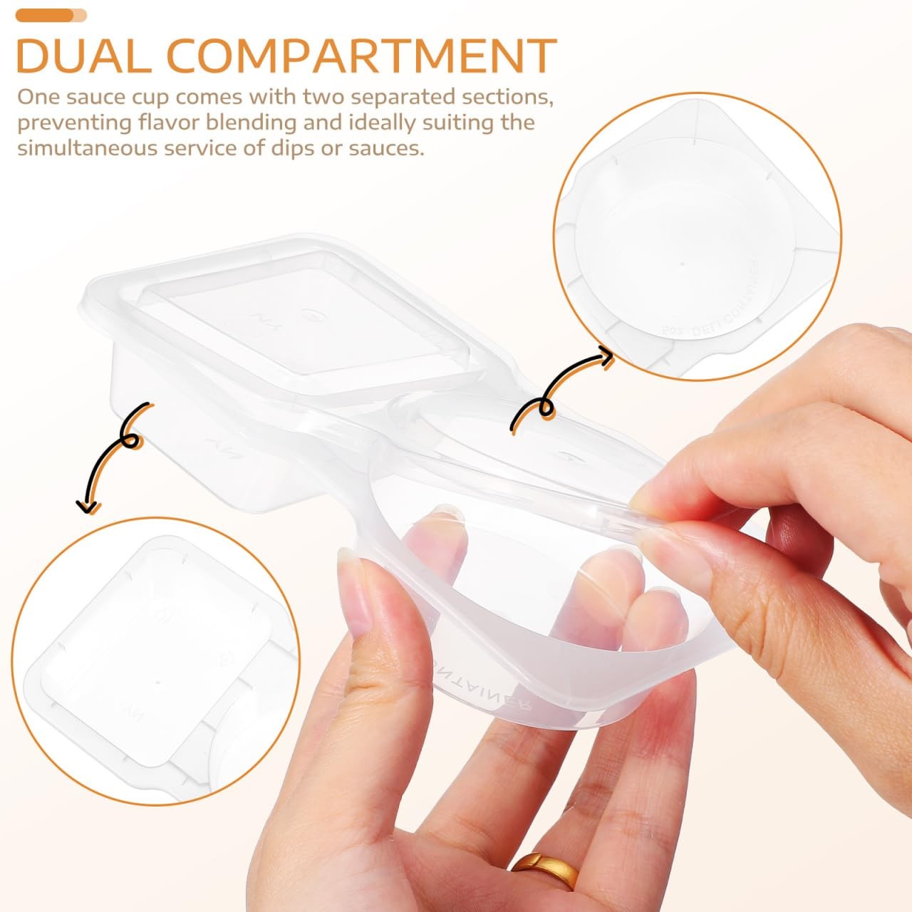 Double Compartment Sauce Cups with Lids 30-Pack Mini Disposable Condiment Con…