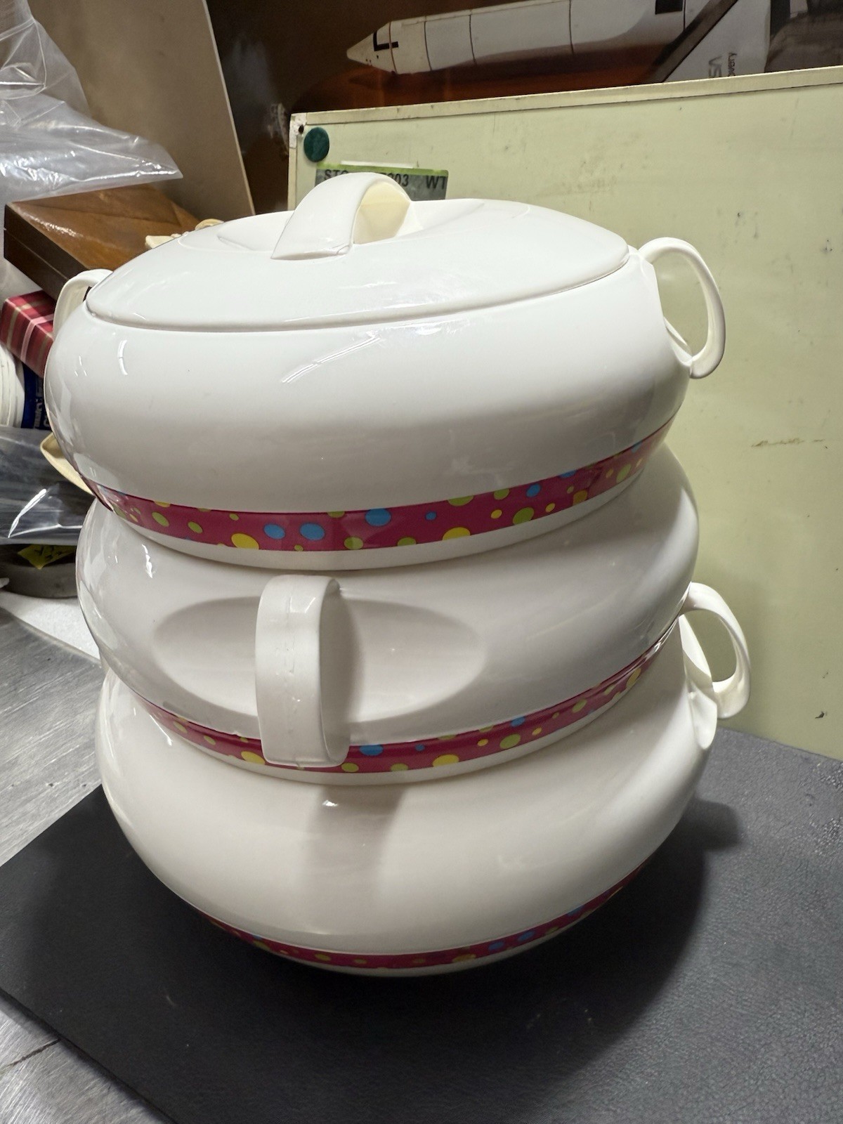 Insocore Insulated Food Storage Containers Nesting 3 Bowl Set W/ Lids & Dividers