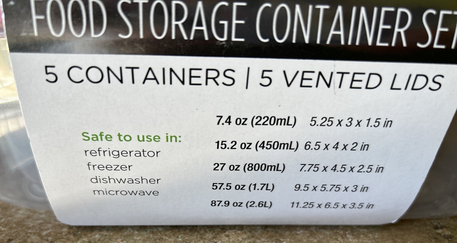 Sage and Co. 10 Pc Food Storage Set with Vented Lids New