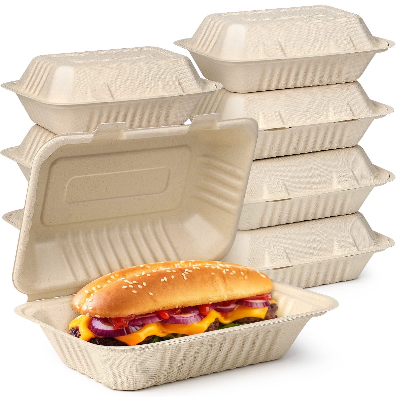 9 x 6 Clamshell Take Out Food Containers, 75 Pack Disposable To Go Containers…