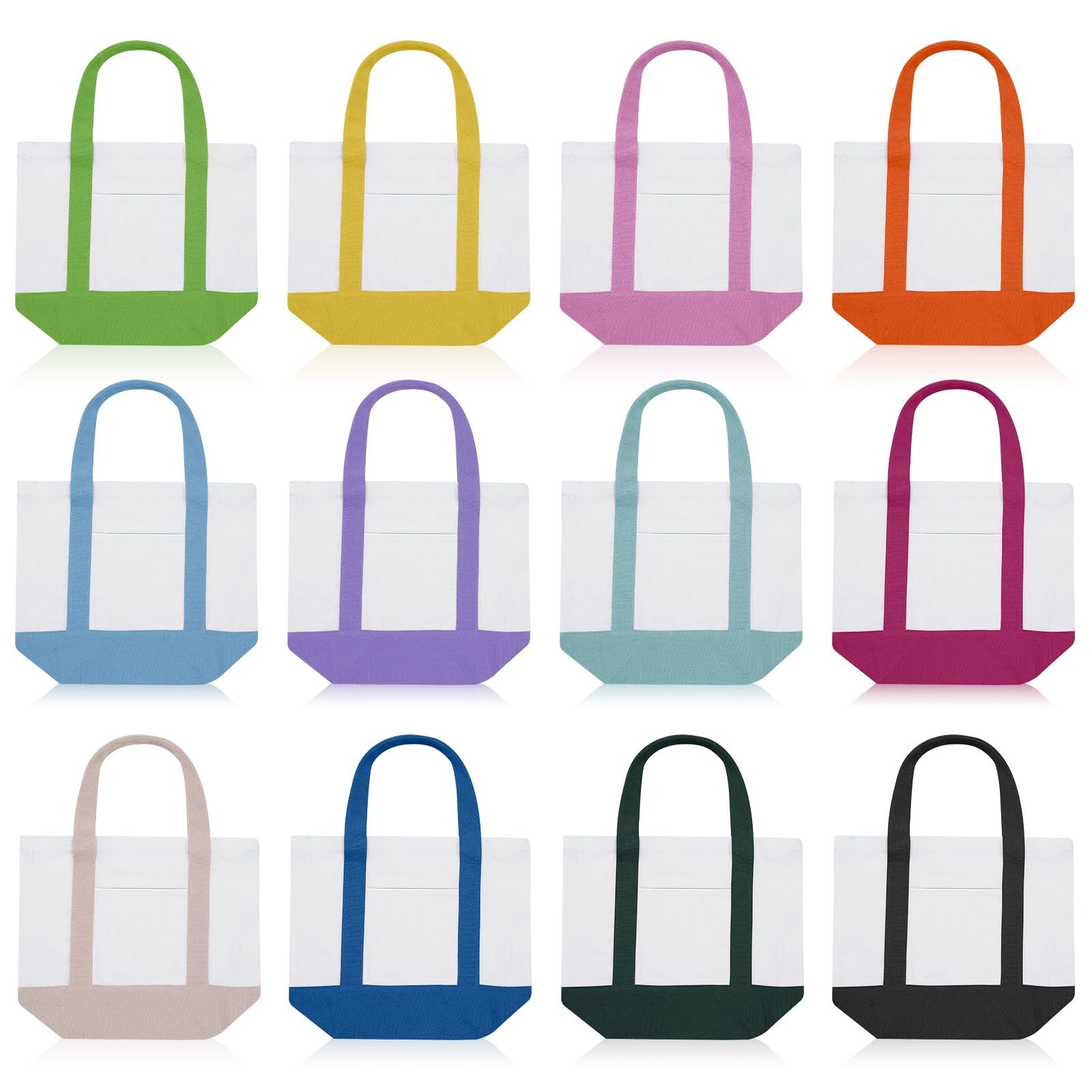 Eccliy 12 Pcs Mini Canvas Tote Bags 13 X 11 X 6 Small Tote Shopping Bag Bulk