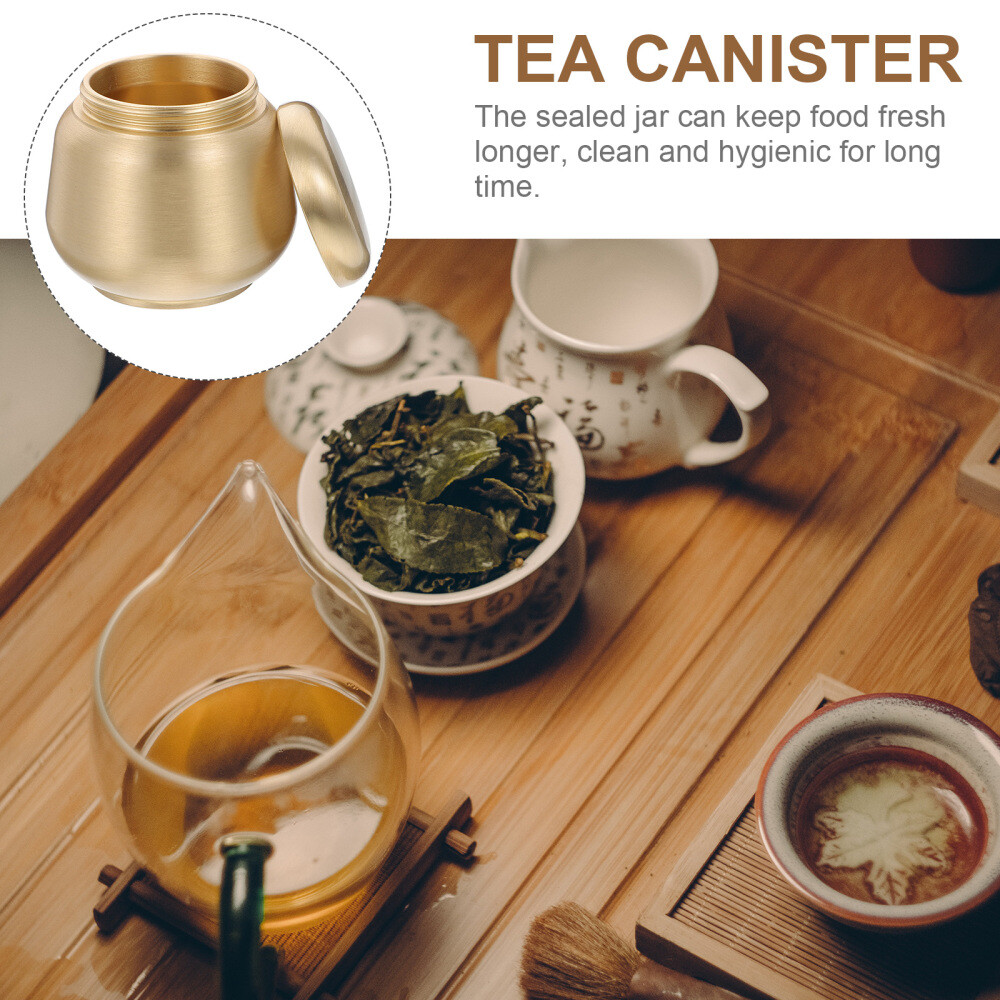 Brass Tea Container Golden Tea Can Tea Sealed Jar Multi-function Storage Jars