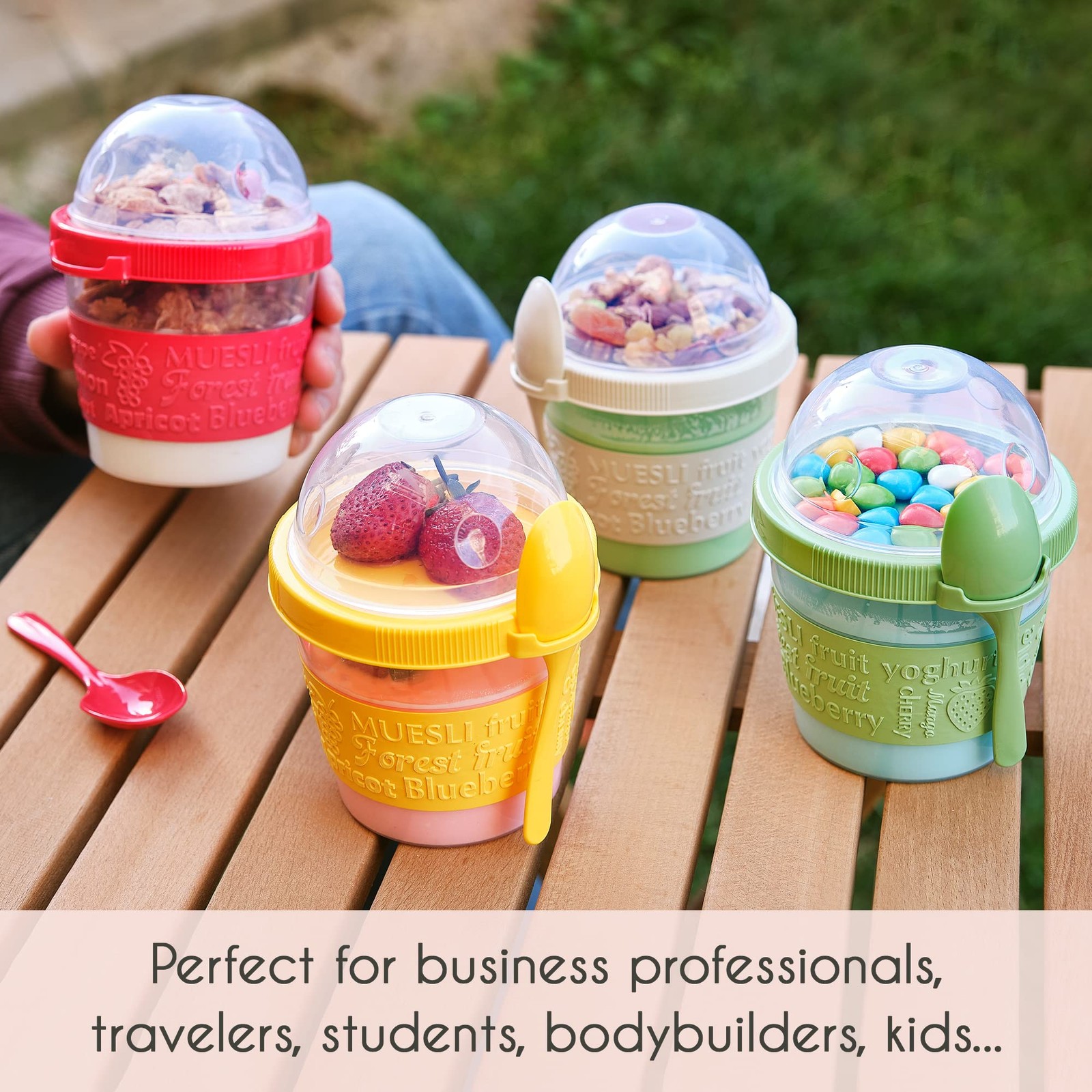 4 Pack 17 oz On The Go Yogurt Parfait Cups with Lids, Mini Breakfast On the G…